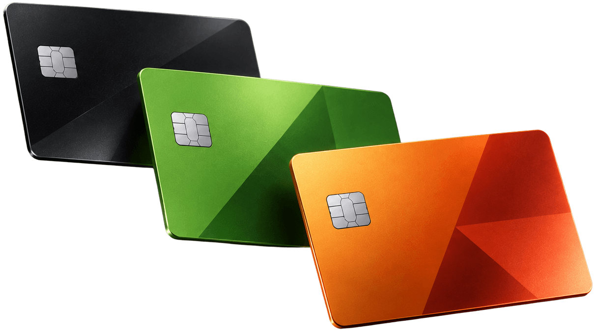 Black, green, and orange Bamboo cards